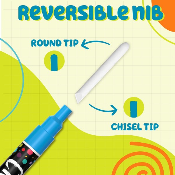 Chalkola Chalk Markers for Blackboard Washable, 10 Chalk Markers Neon 3mm 뒤집을 수 있는 팁 - 창용 분필 펜, 칠판, 화이트보드 및 유리 펜 - 성인 및 어린이용 분필 마커 미세 팁 - 3mm