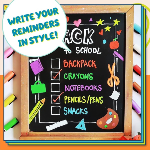 Chalkola Chalk Markers for Blackboard Washable, 10 Chalk Markers Neon 3mm 뒤집을 수 있는 팁 - 창용 분필 펜, 칠판, 화이트보드 및 유리 펜 - 성인 및 어린이용 분필 마커 미세 팁 - 3mm