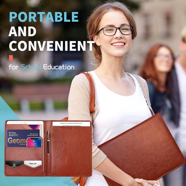 GUYUCOM A4 회의 폴더, Personal Organizer 폴더 A4(클립보드 포함), 파일 케이스, 카드 홀더, 사무용 포켓(브라운)