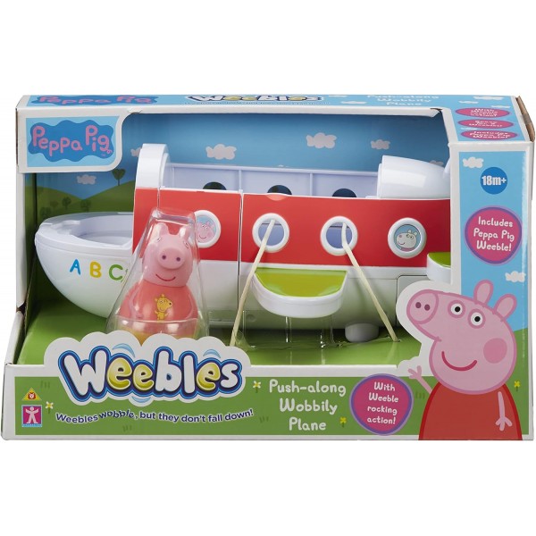 Peppa Pig 07667 Weebles Push-Along Wobbily Plane, 장난감, 유치원 차량, 18개월 이상용 선물
