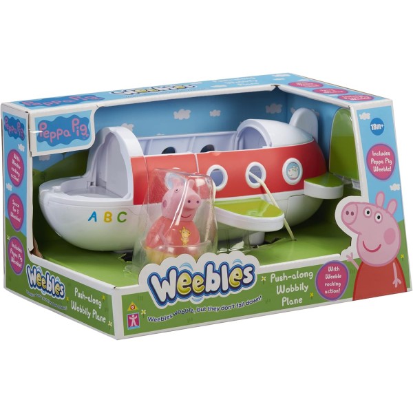 Peppa Pig 07667 Weebles Push-Along Wobbily Plane, 장난감, 유치원 차량, 18개월 이상용 선물
