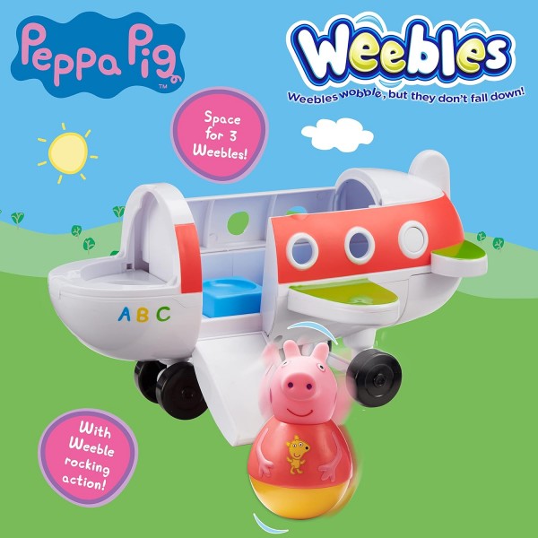Peppa Pig 07667 Weebles Push-Along Wobbily Plane, 장난감, 유치원 차량, 18개월 이상용 선물