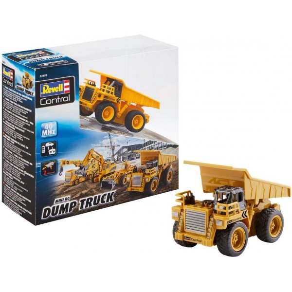 Revell Control 23495 RC 건설 차량 덤프 트럭, 40MHz, 배터리 원격 제어 차량, 노란색-주황색, 10cm