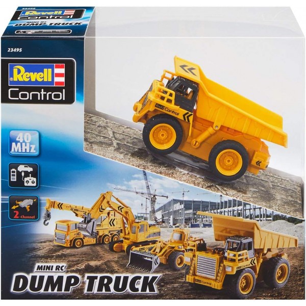 Revell Control 23495 RC 건설 차량 덤프 트럭, 40MHz, 배터리 원격 제어 차량, 노란색-주황색, 10cm