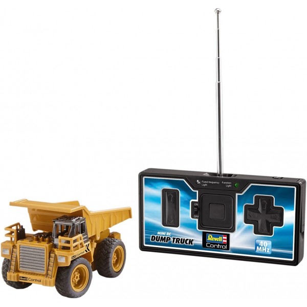 Revell Control 23495 RC 건설 차량 덤프 트럭, 40MHz, 배터리 원격 제어 차량, 노란색-주황색, 10cm