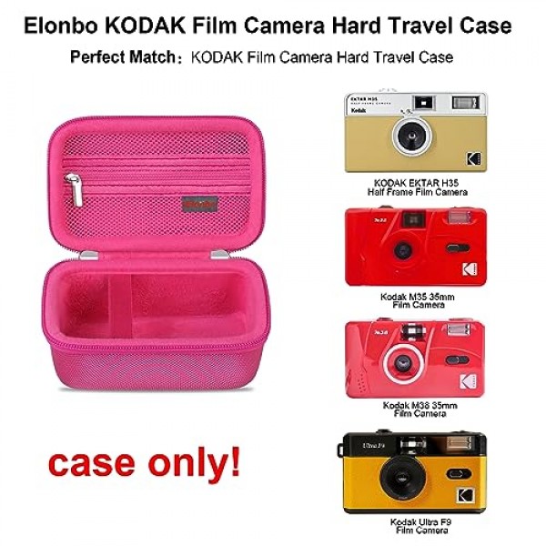 KODAK EKTAR H35 하프 프레임/KODAK EKTAR H35N 하프 프레임/Kodak M35/M38/Ultra F9 필름 카메라용 휴대용 케이스, 카메라 여행용 수납 커버 가방, 필름 롤에 맞는 메쉬 포켓, 라즈베