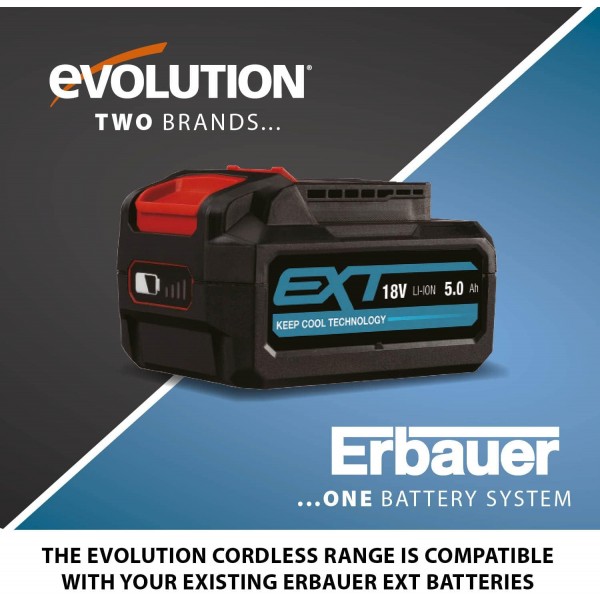 Evolution 전동 공구 R150RCP-Li 왕복 톱, 복합 재료 절단 - 왕복 톱날 2개 포함 - 배터리 미포함, 블랙/오렌지(104-0001) 무선 왕복 톱 R150RCP-LI