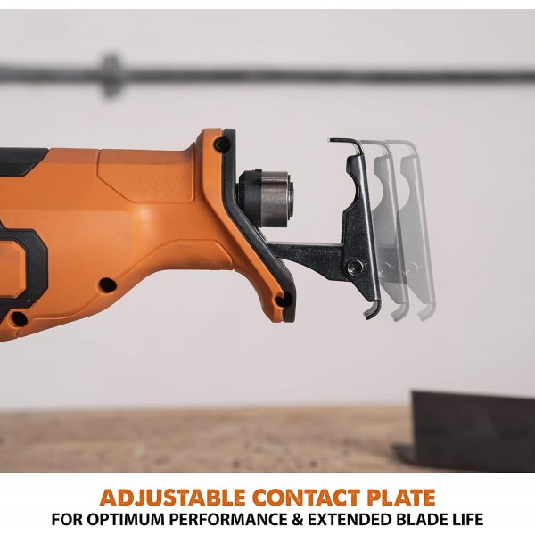 Evolution 전동 공구 R150RCP-Li 왕복 톱, 복합 재료 절단 - 왕복 톱날 2개 포함 - 배터리 미포함, 블랙/오렌지(104-0001) 무선 왕복 톱 R150RCP-LI