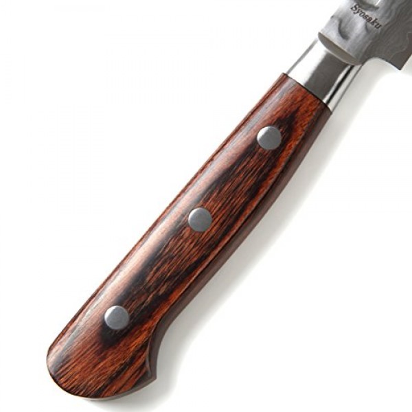 Syosaku 일본산 껍질 벗기기 칼 다마스커스 VG-10 16층 마호가니 손잡이, 3인치(80mm)
