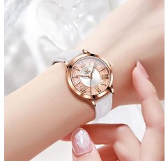 OLEVS 여성용 일본 쿼츠 시계 여성 패션 Quicksand 다이얼 가죽 3ATM 방수 여성용 시계 팔찌 선물 세트, 스트랩.