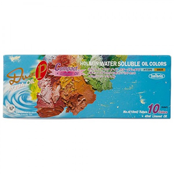 홀바인 듀오 아쿠아 오일 컴팩트 10개 세트, 10ml 튜브 + 40ml 아마씨유