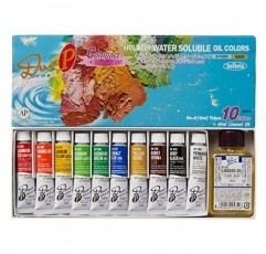 홀바인 듀오 아쿠아 오일 컴팩트 10개 세트, 10ml 튜브 + 40ml 아마씨유