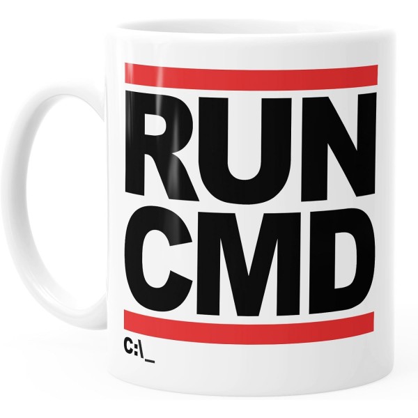 MoonWorks Coffee Mug Run CMD Nerd Geek Computer Freak Mug Unisize Unisize Run Cmd - Uni White