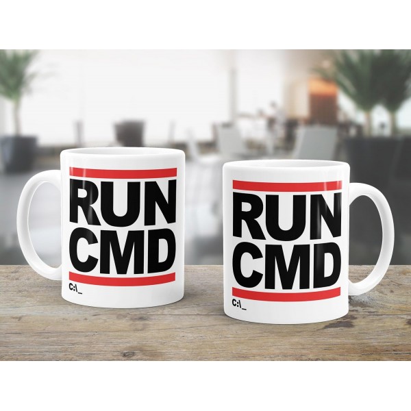 MoonWorks Coffee Mug Run CMD Nerd Geek Computer Freak Mug Unisize Unisize Run Cmd - Uni White