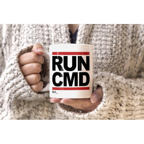 MoonWorks Coffee Mug Run CMD Nerd Geek Computer Freak Mug Unisize Unisize Run Cmd - Uni White