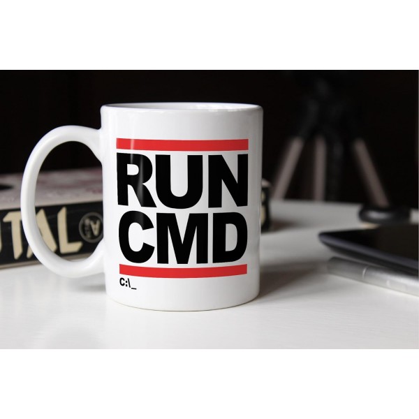 MoonWorks Coffee Mug Run CMD Nerd Geek Computer Freak Mug Unisize Unisize Run Cmd - Uni White
