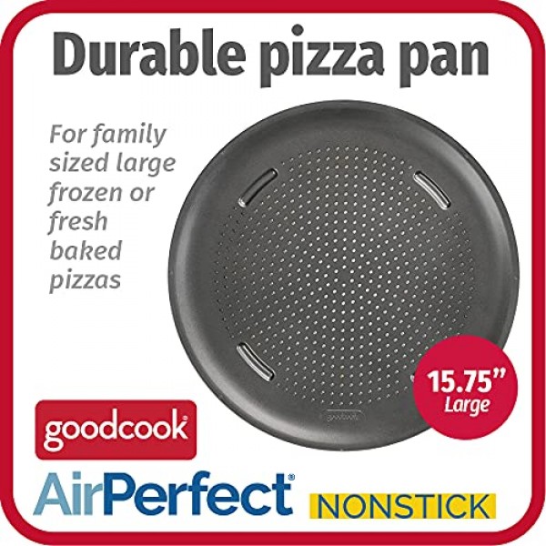 GoodCook AirPerfect 15.75인치 구멍이 있는 절연 붙지 않는 탄소강 피자 팬