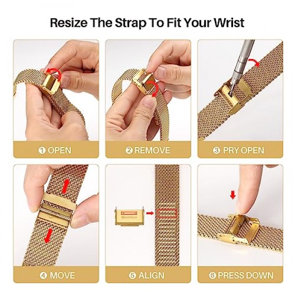 남성 여성용 BERNY 스테인레스 스틸 메쉬 시계 밴드, 퀵 릴리스 조정 가능한 밀라노 시계 스트랩, 이중 안전 걸쇠가 있는 견고한 금속 시계 팔찌 골드 블루