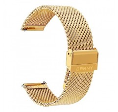 남성 여성용 BERNY 스테인레스 스틸 메쉬 시계 밴드, 퀵 릴리스 조정 가능한 밀라노 시계 스트랩, 이중 안전 걸쇠가 있는 견고한 금속 시계 팔찌 골드 블루