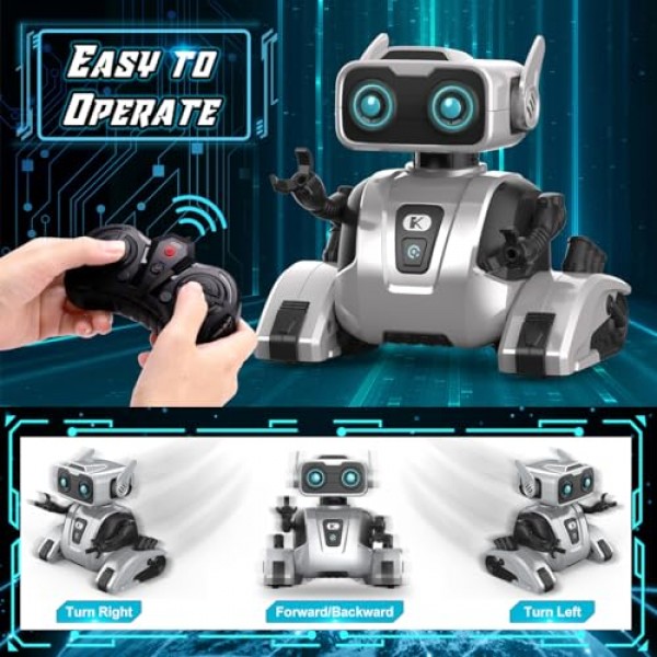 로봇 장난감, 어린이를 위한 STEM 원격 제어 로봇 장난감, 댄스 기능이 있는 교육용 지능형 RC 로봇, LED 눈, 대화형 스마트 로봇 장난감 소년 소녀 어린이를 위한 선물 3 4