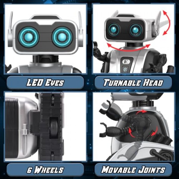 로봇 장난감, 어린이를 위한 STEM 원격 제어 로봇 장난감, 댄스 기능이 있는 교육용 지능형 RC 로봇, LED 눈, 대화형 스마트 로봇 장난감 소년 소녀 어린이를 위한 선물 3 4