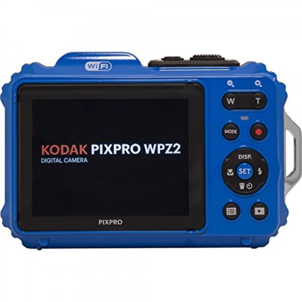 Kodak PIXPRO WPZ2 견고한 방수 충격방지 디지털 카메라 16MP 4X 광학 줌 1080P 풀 HD 비디오, 2.7인치 LCD(블루), 32GB SD 카드, 블랙 컴팩트 카메라 케이스, 플로팅 스트랩, 번들(7개
