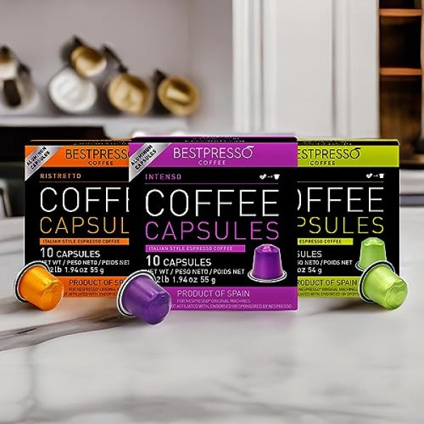 네스프레소 OriginalLine 머신용 베스트프레소 커피 120개 포드 인증 정품 에스프레소 버라이어티 팩, 네스프레소 OriginalLine과 호환되는 포드
