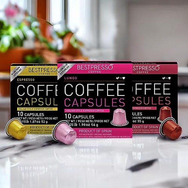 네스프레소 OriginalLine 머신용 베스트프레소 커피 120개 포드 인증 정품 에스프레소 버라이어티 팩, 네스프레소 OriginalLine과 호환되는 포드