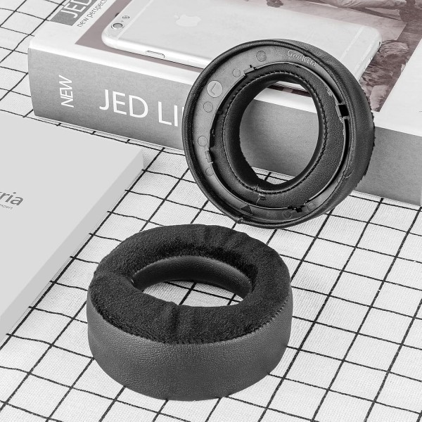 Sony Playstation 5 Pulse 3D PS5 무선 헤드폰 이어 패드, 헤드셋 이어 패드 교체 부품(검은색)과 호환되는 Geekria Comfort 하이브리드 벨루어 교체용 이어 패드