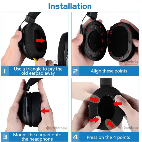 Razer BlackShark V2, BlackShark V2 Pro 헤드폰 이어패드 이어컵 수리 부품(검은색)용 Geekria Sport 냉각 젤 교체용 이어패드