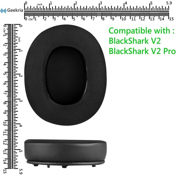 Razer BlackShark V2, BlackShark V2 Pro 헤드폰 이어패드 이어컵 수리 부품(검은색)용 Geekria Sport 냉각 젤 교체용 이어패드