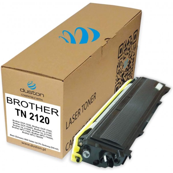 2x TN2120, TN-2120 Brother DCP-7030 7040 7045 HL-2140 2150 2170 MFC-7320 7440 7840과 호환되는 검정색 Duston 토너