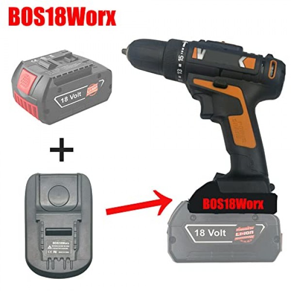Worx 20V 전동 공구용 JANRI BOS18Worx 배터리 어댑터, Bosch 18V 리튬 배터리용 어댑터 변환 Worx 20V 4핀 배터리로 변환(5핀 및 6핀에 맞지 않음)