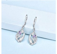 JO WISDOM 여성용 귀걸이 매달려 스코틀랜드 엉겅퀴 실버 925, 귀걸이 스코틀랜드 꽃 외계인, 3A 지르코니아 주얼리, 여성용 주얼리