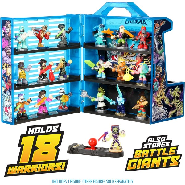 Akedo 14241 Ultimate Arcade Warriors 수집기 케이스 미니 배틀 액션 피규어 준비, 싸움, 스플릿 스트라이크 싱글