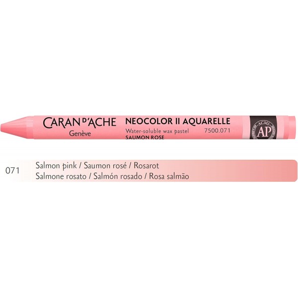 Caran d'Ache NEOCOLOR II 071 ​​로자로/연어핑크(7500.071) / 파스텔 10개(1팩) / 수용성 왁스제/ 종이 골판지용 유리목 가죽 패브릭 스톤