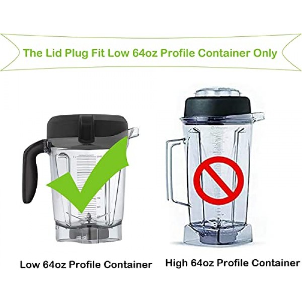 Vita-mix 64온스 로우 프로파일 컨테이너 플러그 맞춤 음료 기계 Pro750 Pro300 로우 프로파일 64온스 컨테이너(2개)용 뚜껑 플러그 교체 부품