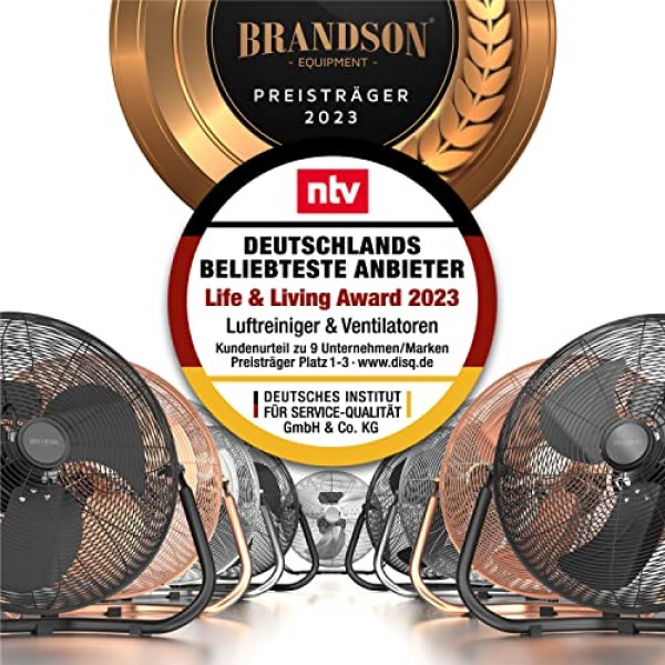 Brandson Retro Wind Machine 스타일 플로어 팬, 크롬 팬, 30cm, 높은 공기 흐름을 갖춘 테이블 팬/플로어 팬, 보안 스탠드, 팬 헤드의 무한 조정 가능한 기울기, 실버