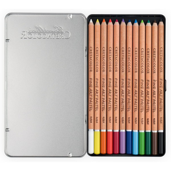 CRETACOLOR 파스텔 연필 | 높은 내광성을 가진 파스텔 연필 | 12색 12개입(1팩) 멀티컬러