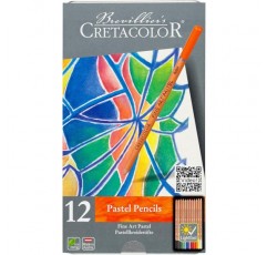 CRETACOLOR 파스텔 연필 | 높은 내광성을 가진 파스텔 연필 | 12색 12개입(1팩) 멀티컬러