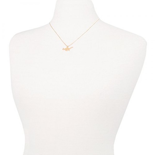 Malaika Raiss N3111d 여성용 금 공룡 브론토사우루스 목걸이 - 우수한 품질의 체인 및 디노 24 캐럿 고광택 금 도금, 황동, 브론토사우루스