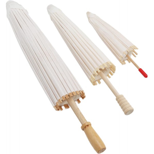 3Pcs 종이 우산, 20cm 30cm 40cm DIY 손으로 그린 ​​웨딩 장식 사진 코스프레에 대한 나무 손잡이와 수제 중국어 일본어 빈 종이 우산 파라솔 접는 우산