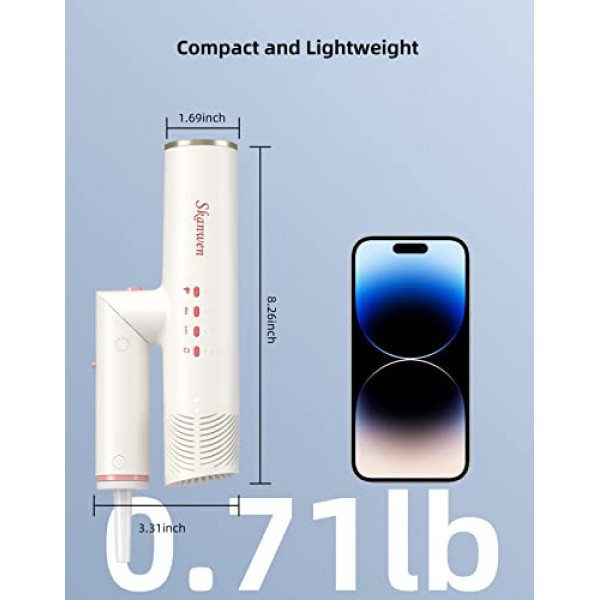 헤어 드라이어, 빠른 건조를 위한 110,000RPM 브러시리스 모터가 장착된 전문 이온 블로우 드라이어, 접이식 본체 디자인, 4단계 및 3단계 속도, 열 손상 없음 가정 여행 