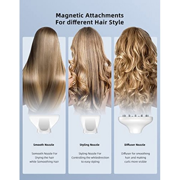 헤어 드라이어, 빠른 건조를 위한 110,000RPM 브러시리스 모터가 장착된 전문 이온 블로우 드라이어, 접이식 본체 디자인, 4단계 및 3단계 속도, 열 손상 없음 가정 여행 