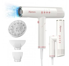 헤어 드라이어, 빠른 건조를 위한 110,000RPM 브러시리스 모터가 장착된 전문 이온 블로우 드라이어, 접이식 본체 디자인, 4단계 및 3단계 속도, 열 손상 없음 가정 여행 