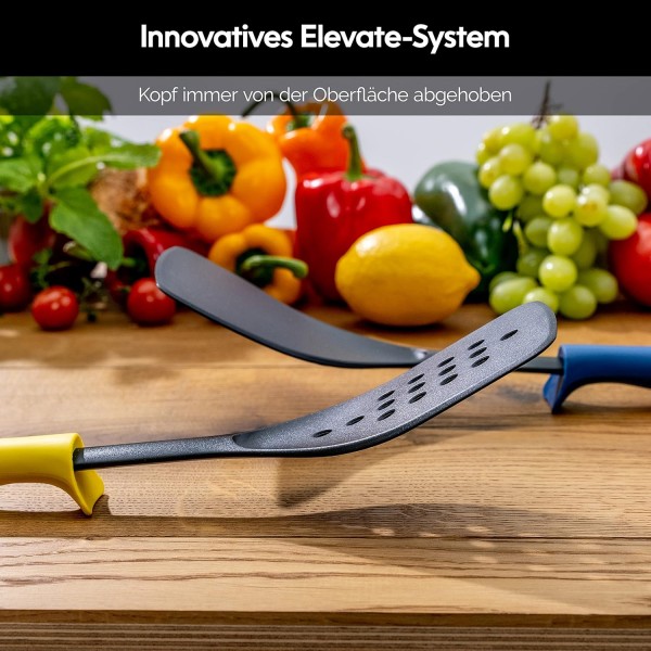 회전 스탠드가 있는 Axer 나일론 조리 기구 세트 - 6피스 - 여러 가지 색상의 주방 세트에는 숟가락 국자 스키머 터너 주걱 및 스파게티 숟가락 포함 - 식기세척기 사용 