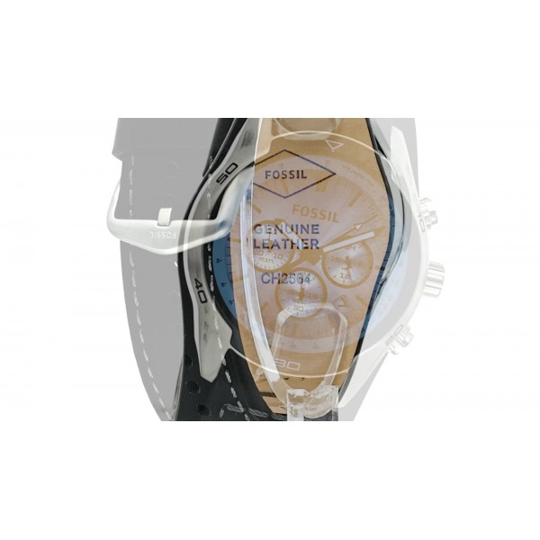 FOSSIL 남성용 시계 Coachman, 45mm 케이스 크기, 쿼츠 크로노그래프 무브먼트, 천연 가죽 스트랩