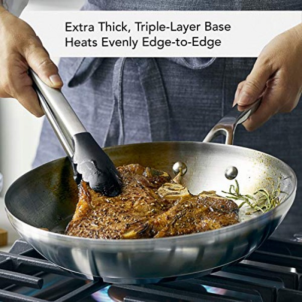 KitchenAid 3겹 베이스 스테인리스 스틸 조리기구 냄비 및 팬 세트, 10피스, 브러시드 스테인리스