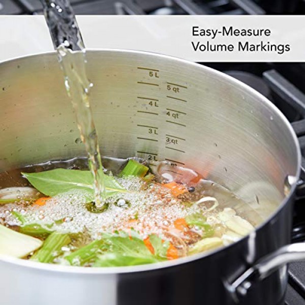 KitchenAid 3겹 베이스 스테인리스 스틸 조리기구 냄비 및 팬 세트, 10피스, 브러시드 스테인리스