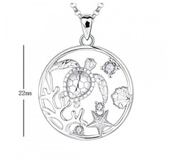 JO WISDOM 여성용 목걸이 925 실버 거북이 돌고래 산호 껍질 불가사리 3A 큐빅 지르코니아 오션 쥬얼리 여성용 쥬얼리